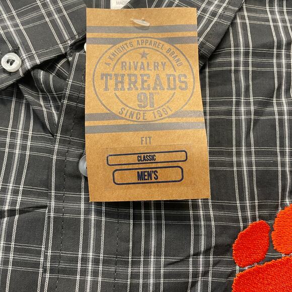 Rivalry Threads NWT Mens S Gray Clemson University Long Sleeve Button Down Shirt - Picture 3 of 6